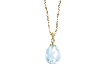 Guld collier, blå topas - Contessa